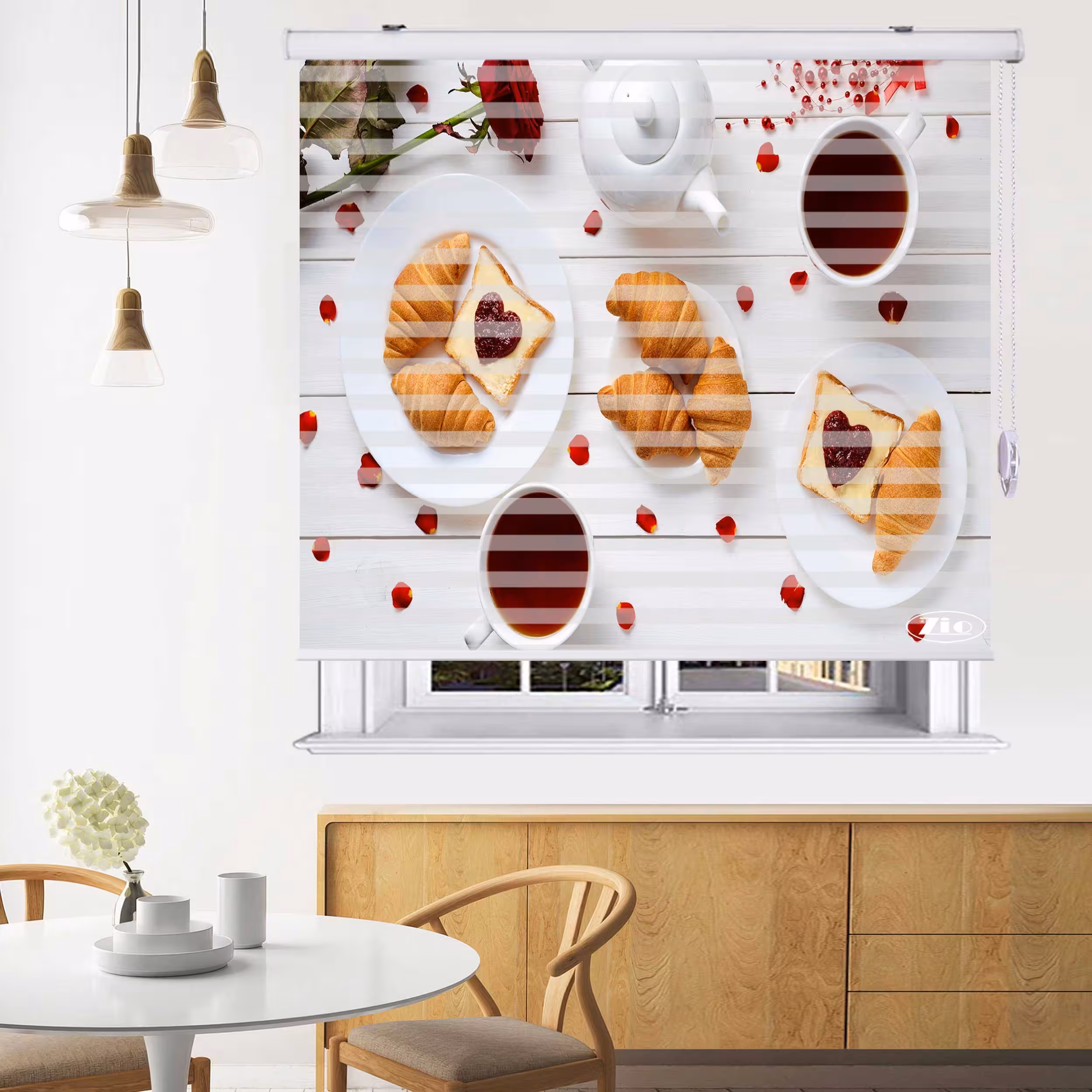 پرده زبرا زیو مدل صبحانه B15سایز 150x150 سانتی متر