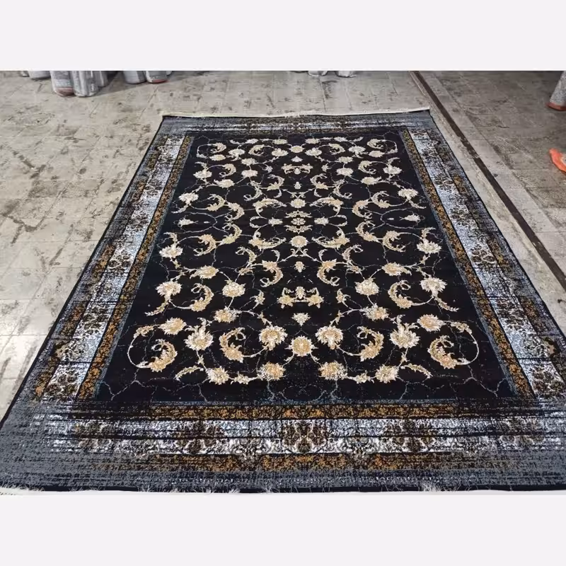 فرش12متری کاشان نقشه کویرسرمه ایی باکیفیت بالا برای فضای داخلی