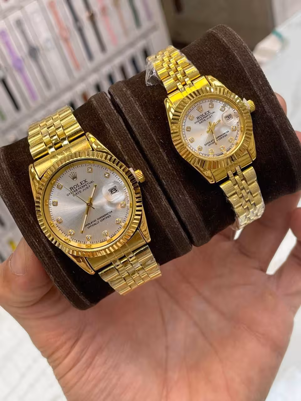 ست ساعت رولکس بند استیل طلایی صفحه سفید - کد ط119