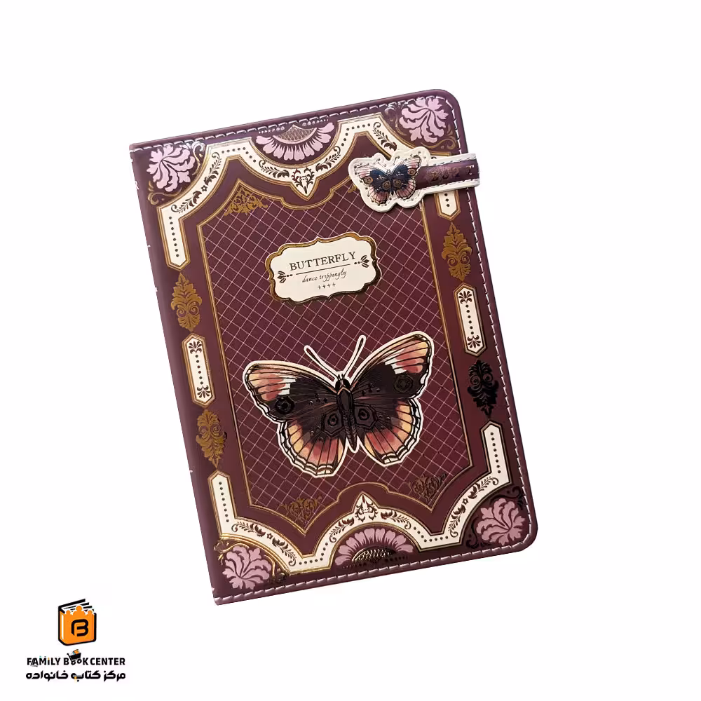 دفترچه طلاکوب قرمز مدل Butterfly