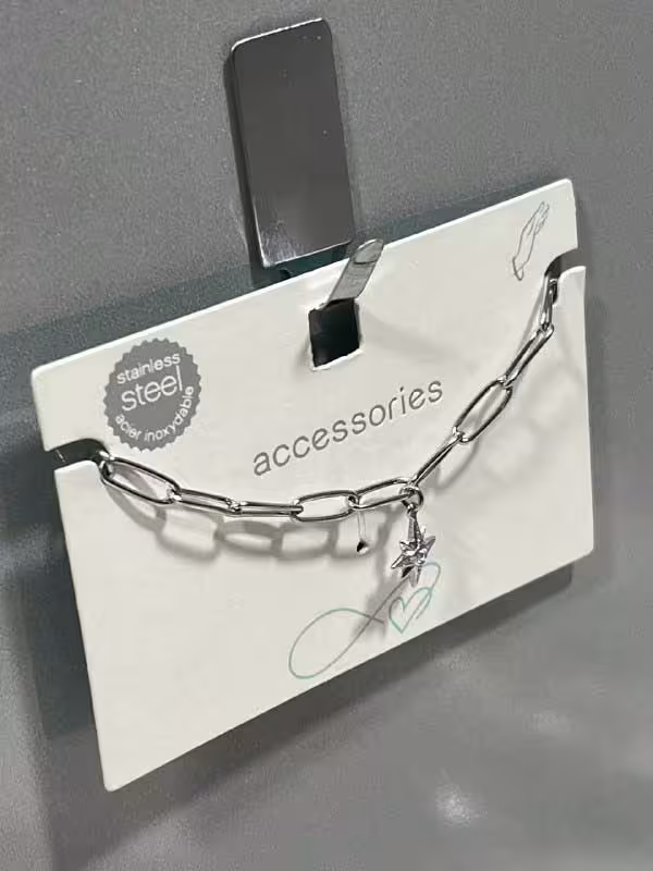 دستبند استیل ضد زنگ مدل زنجیری با آویز ستاره