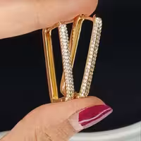 گوشواره مستطیل نگین دار مارک fashion