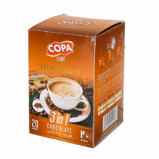 قهوه شکلاتی کوپا مدل 3in1 بسته 20 عددی