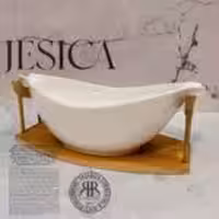 JESSICA جسیکا سالاد خوری  سرامیک پایه بامبو بزرگ  J-5127
