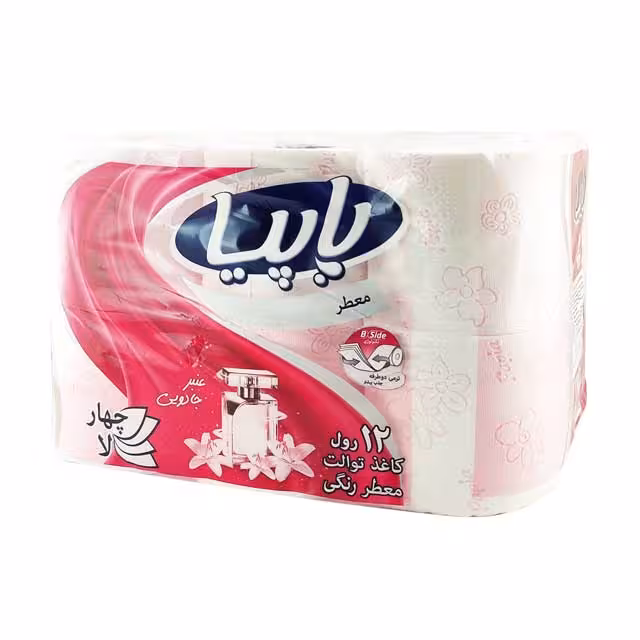 دستمال توالت معطر رنگی 4 لایه پاپیا 12 عددی