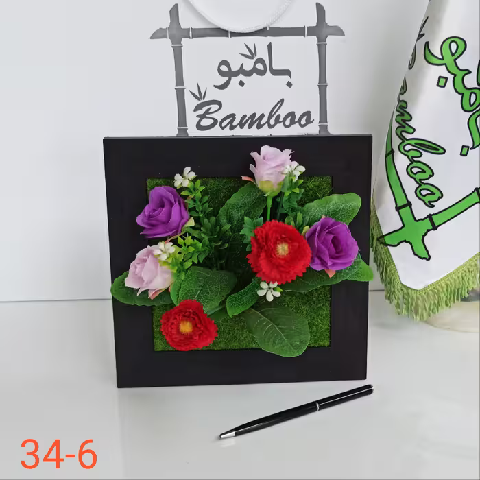 تابلو گل سه بعدی با گل مصنوعی