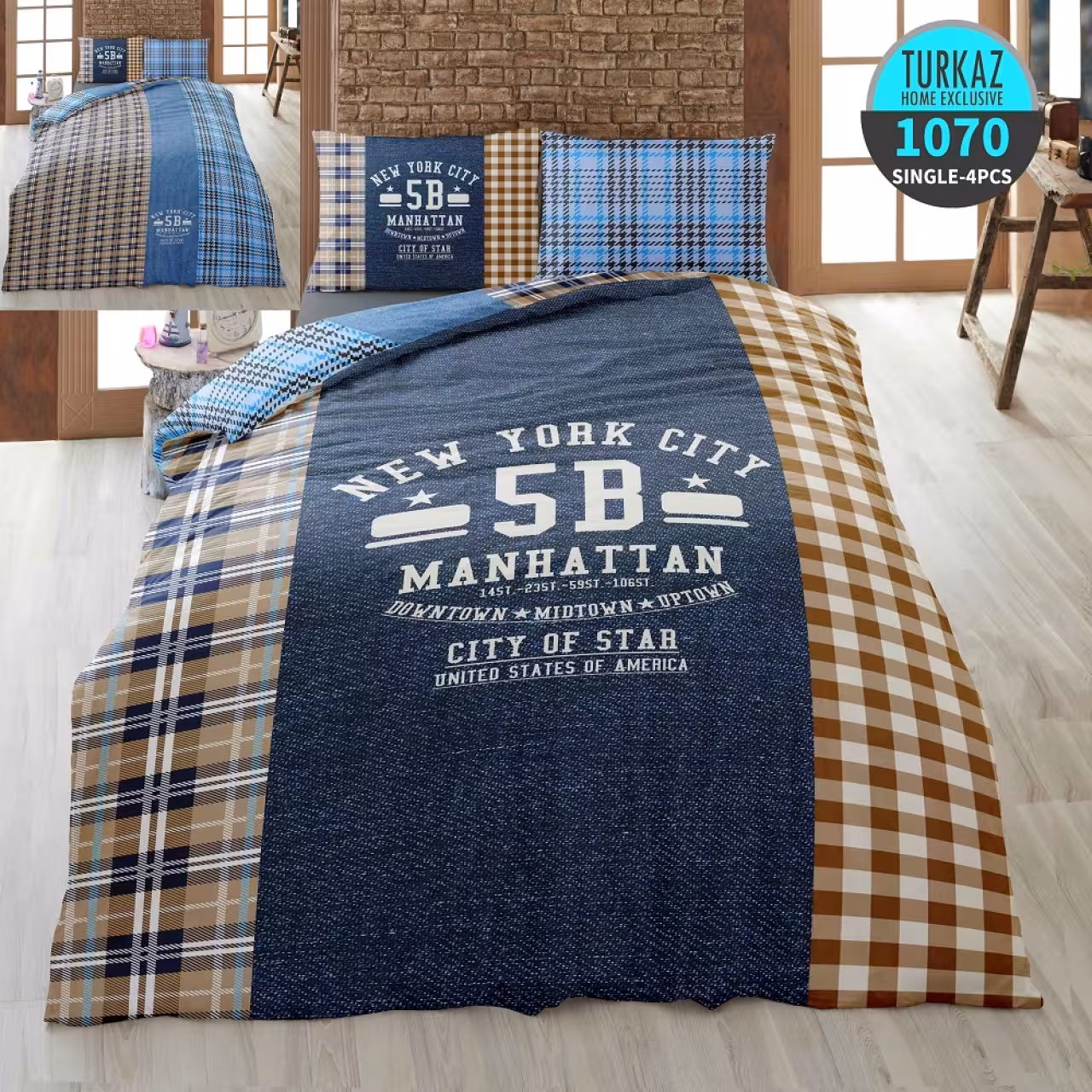 ست روتختی ترک آز کد 1070 تکنفره 4 تکه