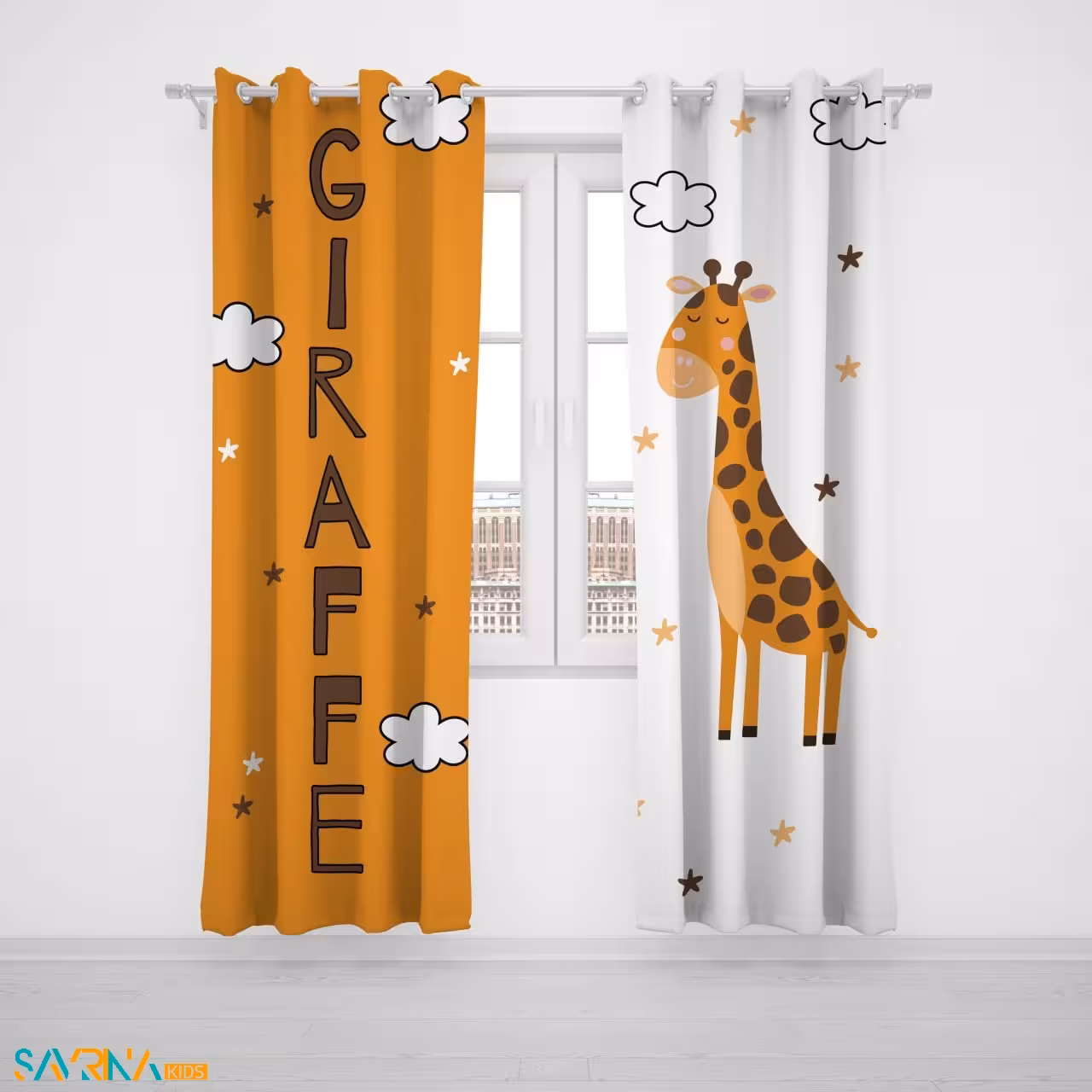 پرده پنلی بچگانه طرح زرافه کد A3017