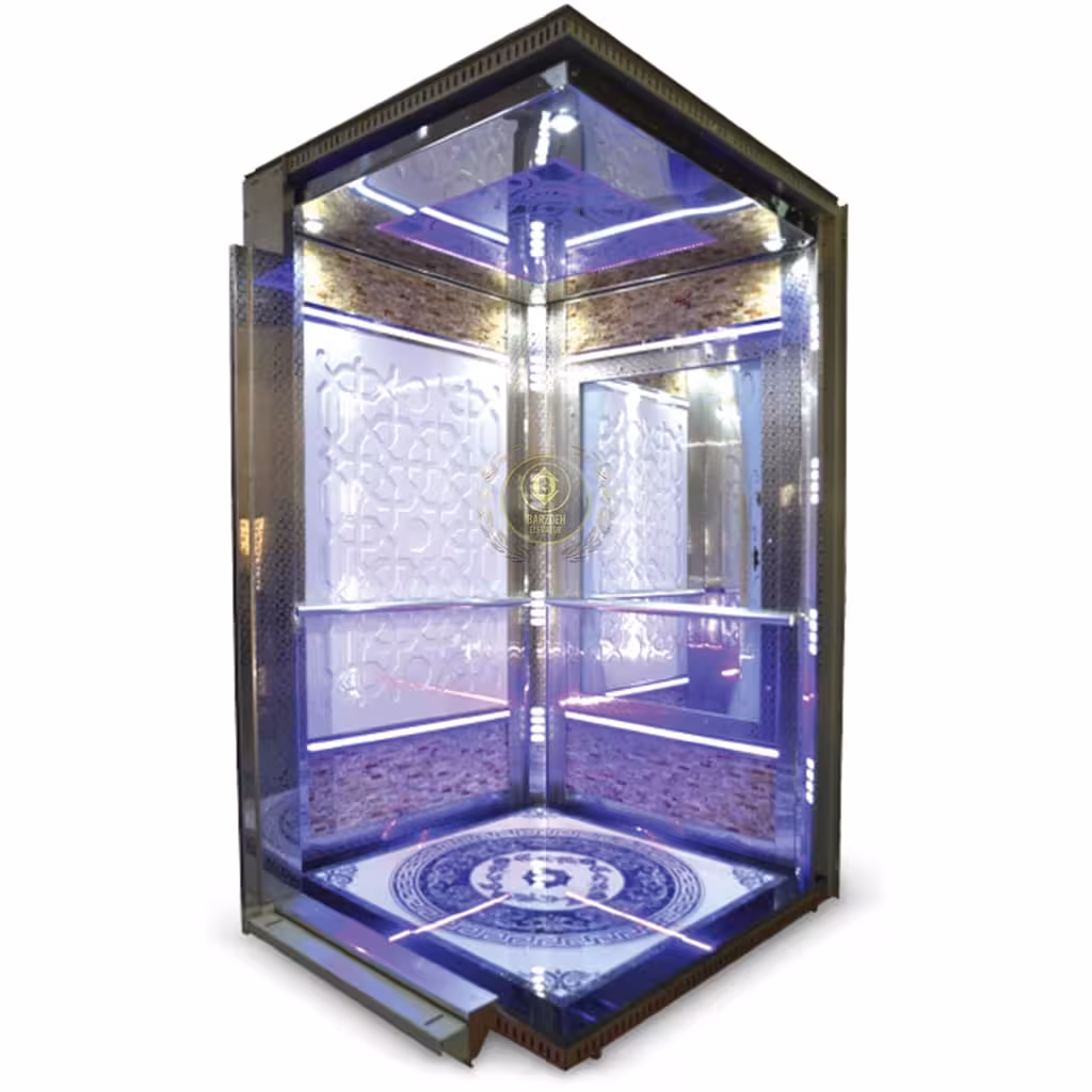 کابین آسانسور استیل نقره ای کد 10221