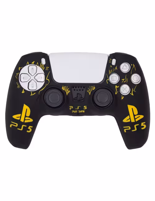 روکش محافظ دسته PS5 لیزری مشکی زرد طرح پلی‌استیشن 5