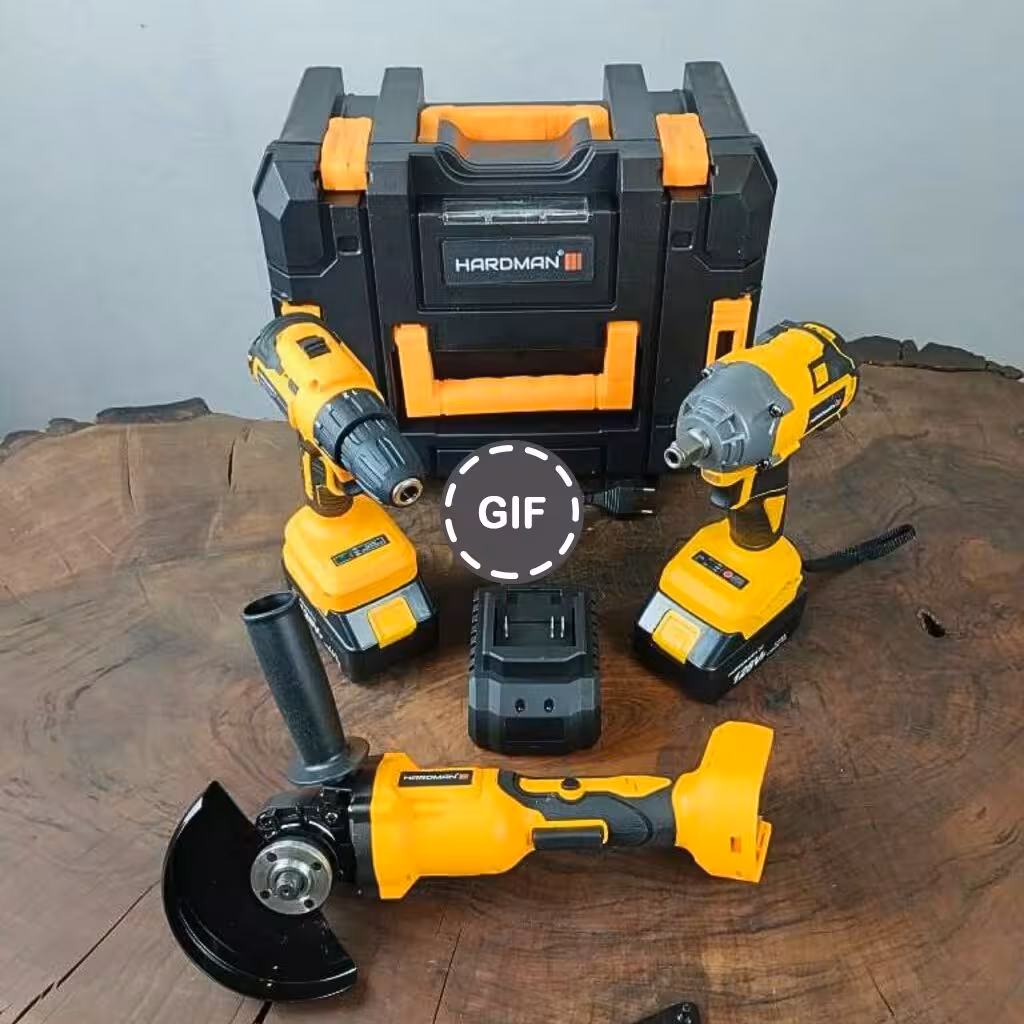 مجموعه سه عددی دریل، مینی فرز و بکس شارژی براشلس صنعتی کیف جدید هاردمن مدل 3in1