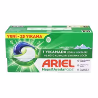 قرص ماشین لباسشویی آریل مدل  all in one بسته 25 عددی با رایحه کوهستان