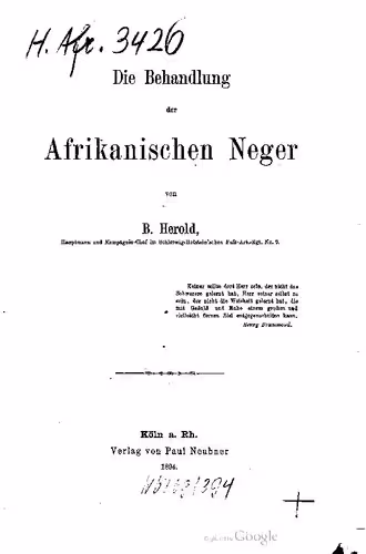 خرید و دانلود نسخه کامل کتاب Die Behandlung der afrikanischen Neger