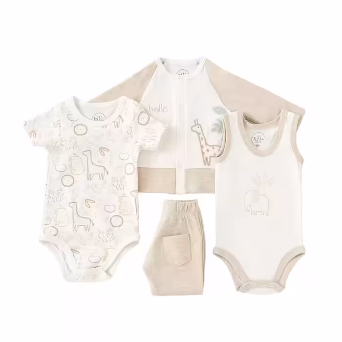 سرویس 13تکه نیلی زرافه جعبه ای فیل جنگل برگ سفید  Nili