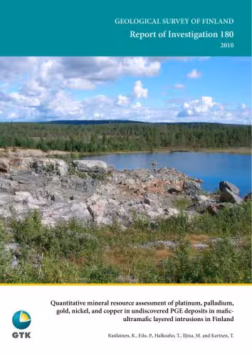 خرید و دانلود نسخه کامل کتاب Quantitative mineral resource assessment of platinum, palladium, gold, nickel, and copper in undiscovered PGE deposits in mafic-ultramafic layered intrusions in Finland