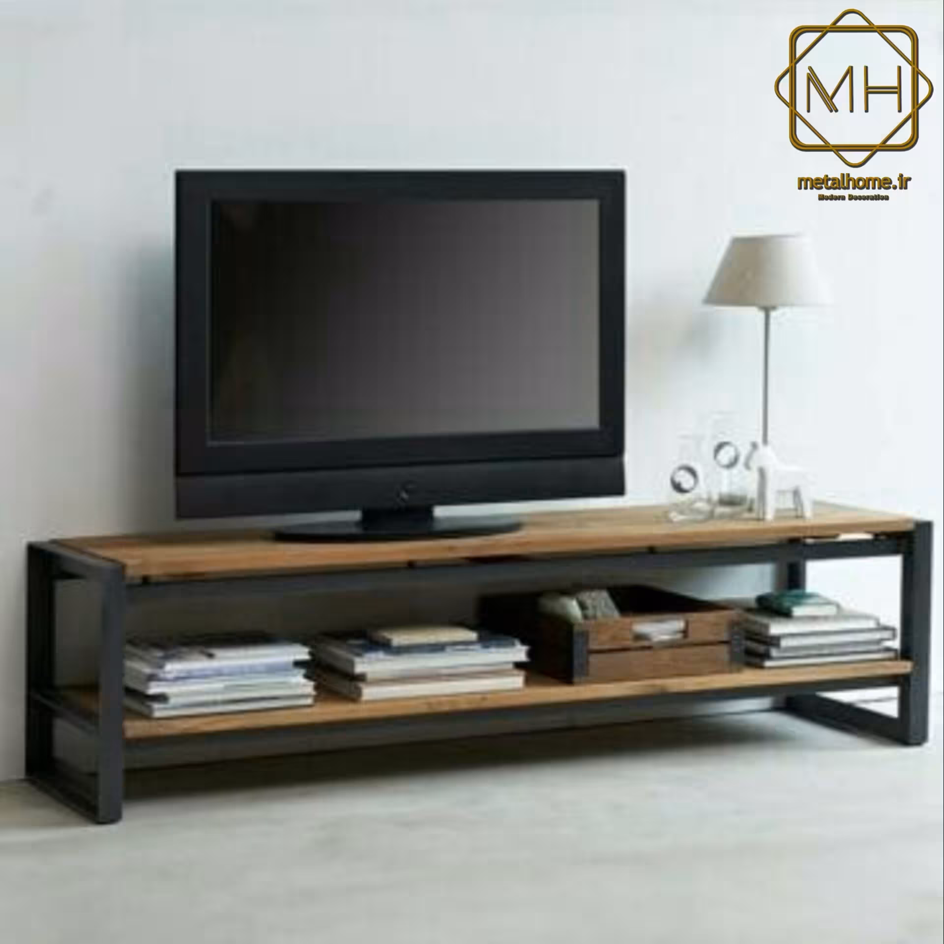 میز تی وی چوب و فلز  (مدل دو طبقه)
