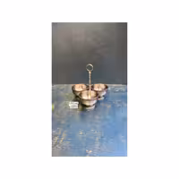 اردوخوری سه پیاله برنجی نقره ای گلریز 7970