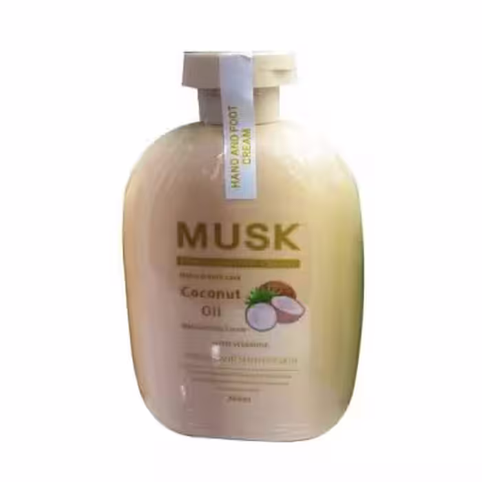 کرم مرطوب کننده دست و پا MUSK عصاره روغن نارگیل Coconut oil حجم 300 میلی لیتر