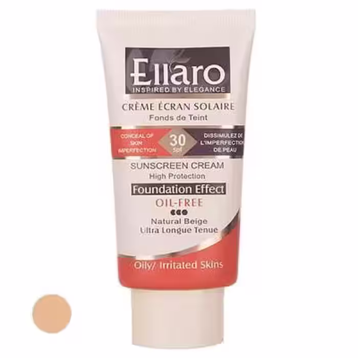 کرم ضد آفتاب رنگی الارو سری Foundation Effect SPF30 مدل High Protection مناسب پوست های چرب تحت لیسانس حجم 40 میلی‌لیتر