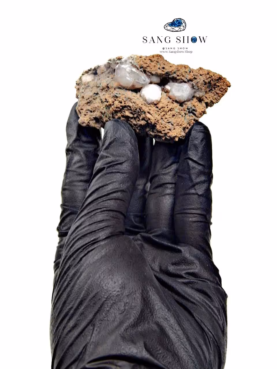 سنگ آنالسیم سفید پر بلور نمونه استثنایی و اصل و معدنی S1373