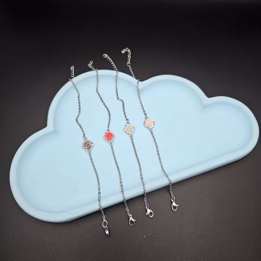 دستبند استیل طرح گل های رنگی