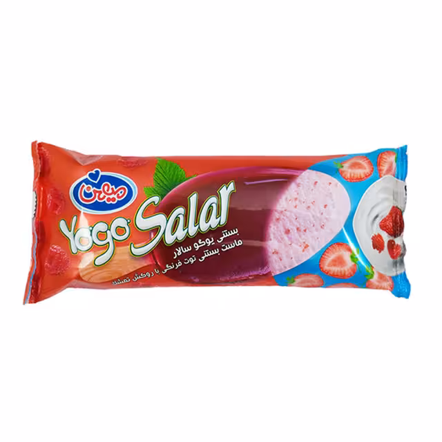 ماست بستنی توت فرنگی با روکش تمشک یوگو سالار میهن 85 گرمی