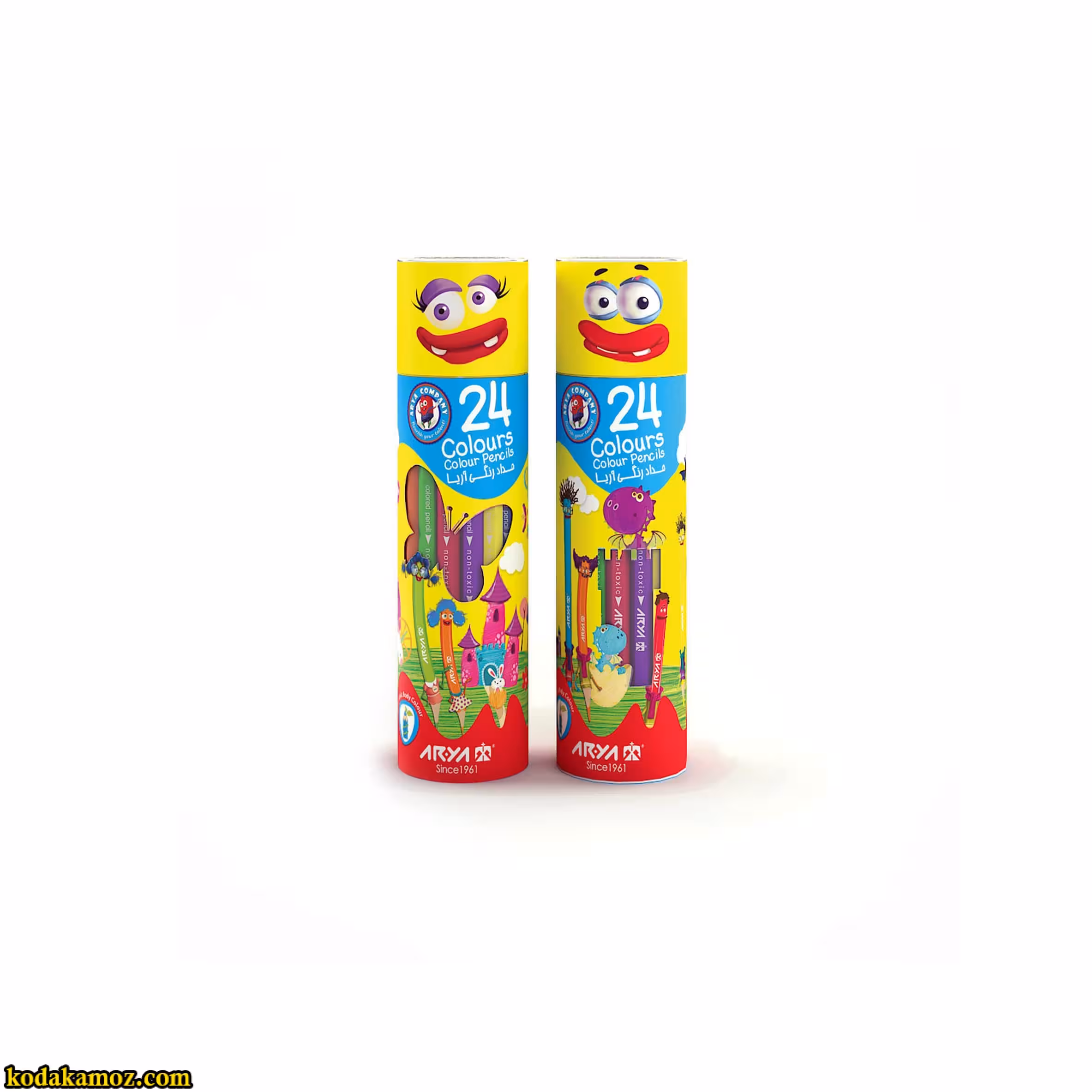 مداد رنگی 24 رنگ لوله ای آریا