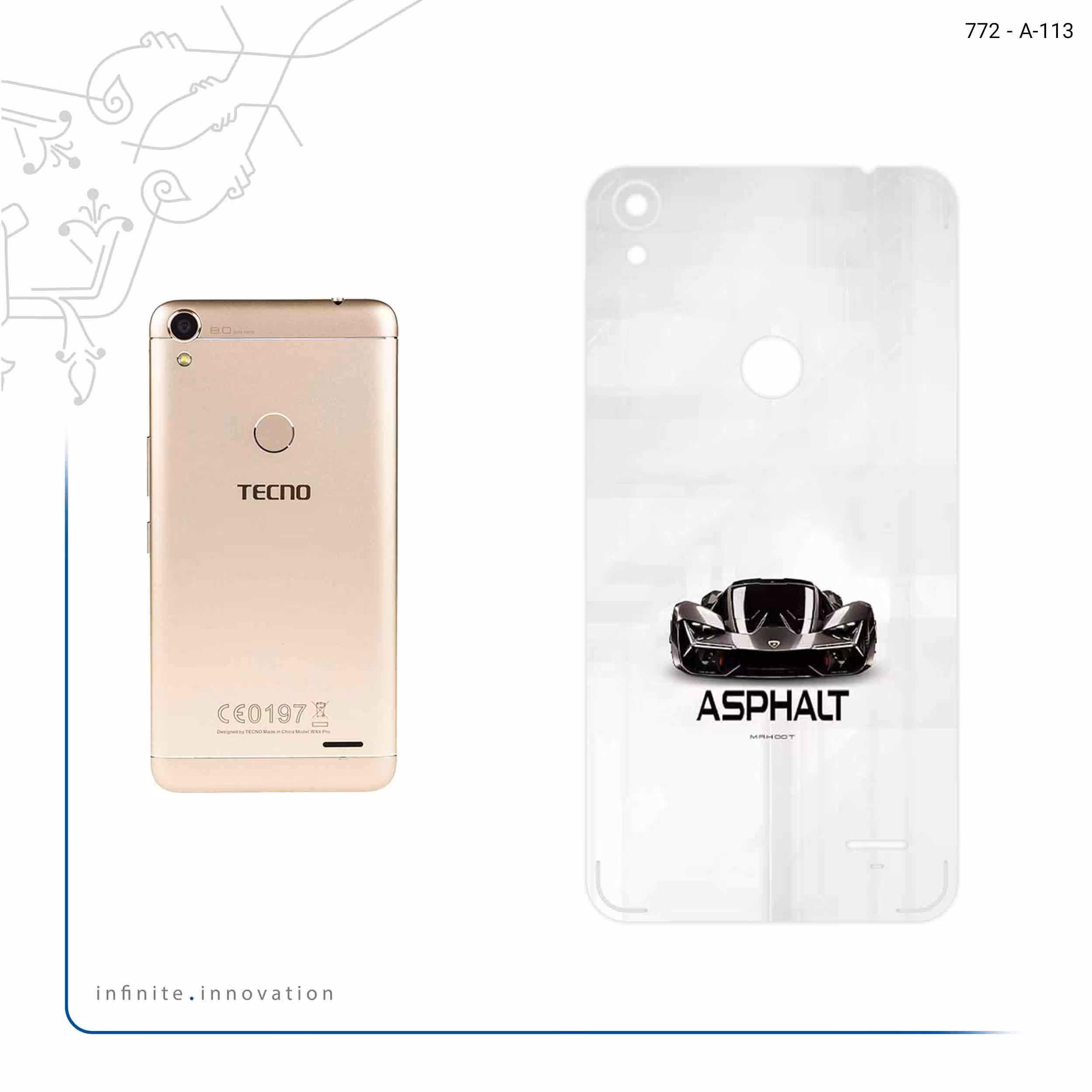 برچسب پوششی ماهوت مدل Asphalt Game Series مناسب برای گوشی موبایل تکنو WX4 Pro