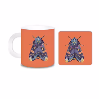 ماگ مدل پروانه کد 878 به همراه زیر لیوانی