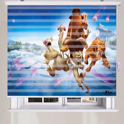  پرده زبرا زیو طرح عصر یخبندان K3128 سایز 100x280 سانتی متر