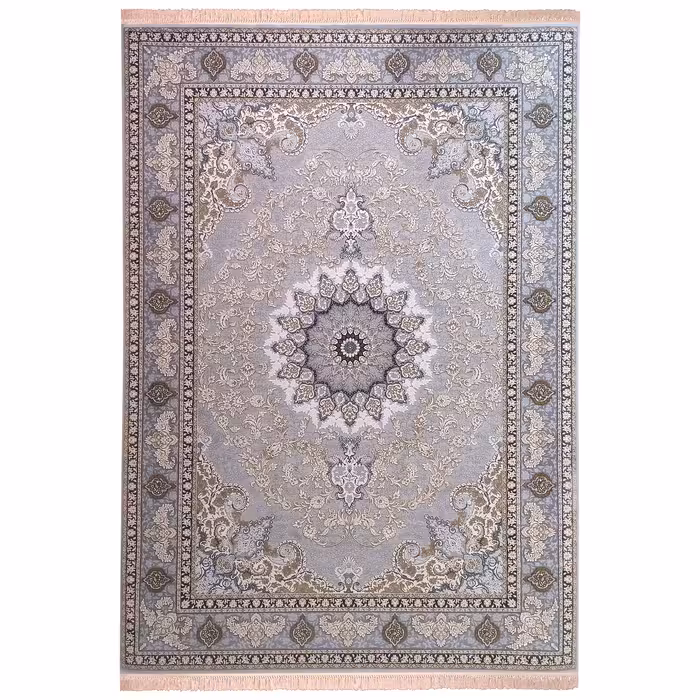 فرش ماشینی زمرد مشهد مدل پرهام زمینه سیلور