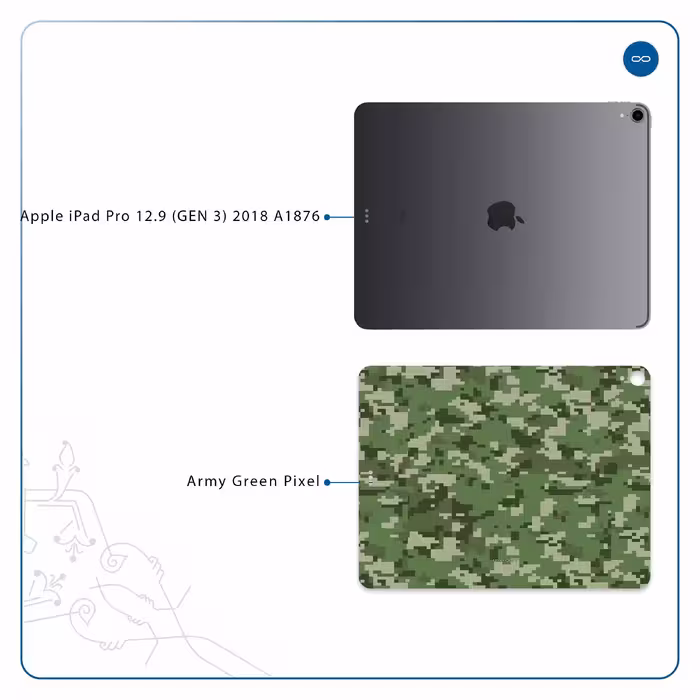 برچسب پوششی ماهوت مدل Army-Green-Pixel مناسب برای تبلت اپل iPad Pro 12.9 (GEN 3) 2018 A1876