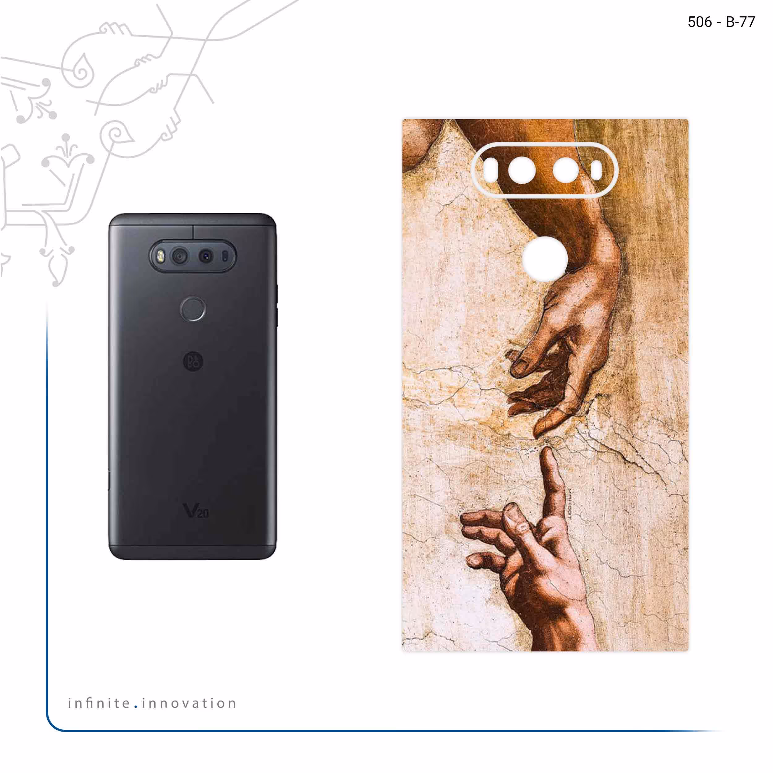 برچسب پوششی ماهوت مدل The Creation of Adam of MichelAnge مناسب برای گوشی موبایل ال جی V20