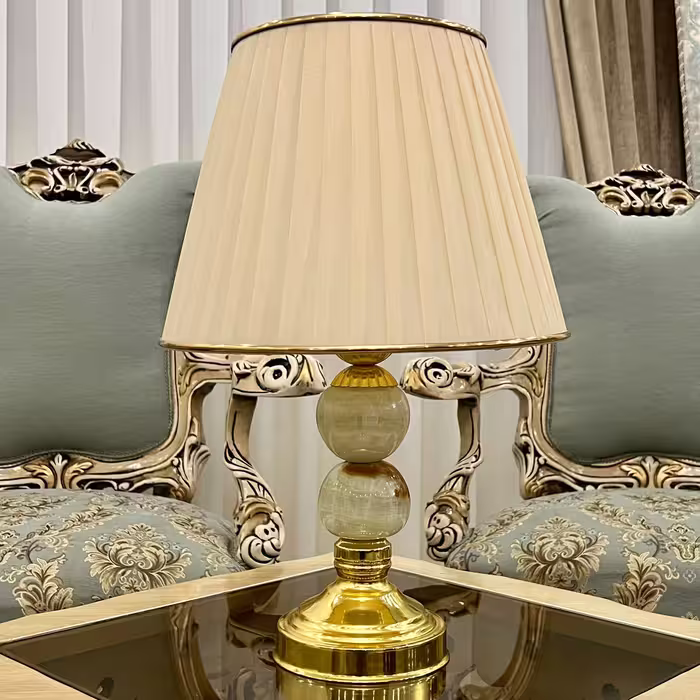 آباژور رومیزی  کد 1011 مدل دو گوی سنگی