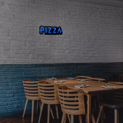 چراغ دیواری نئون دیزاین مدل Pizza-Text-BL_BL