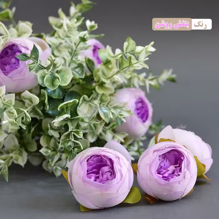 گل مصنوعی مدل سرگل پیونی هلندی بسته سه عددی 