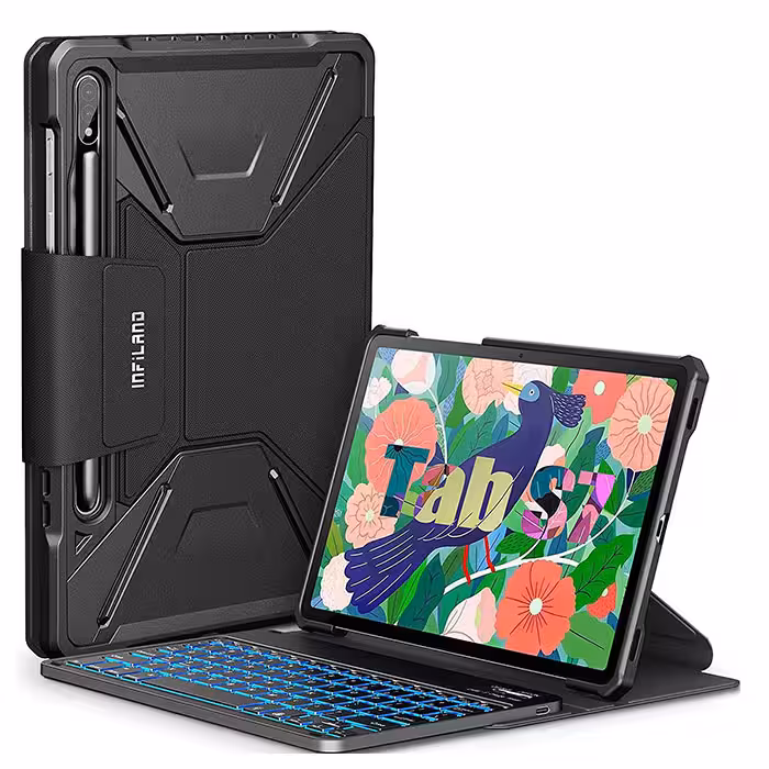 کیف کیبورد دار ضد ضربه تبلت سامسونگ مدل Galaxy Tab S7 ساخت شرکت Infiland