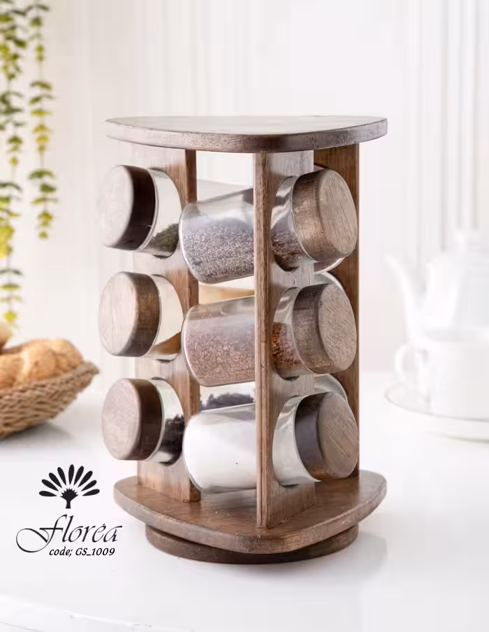 ادویه مثلث 9 تایی شیشه ساده گردون کد GS-1009 فلورا