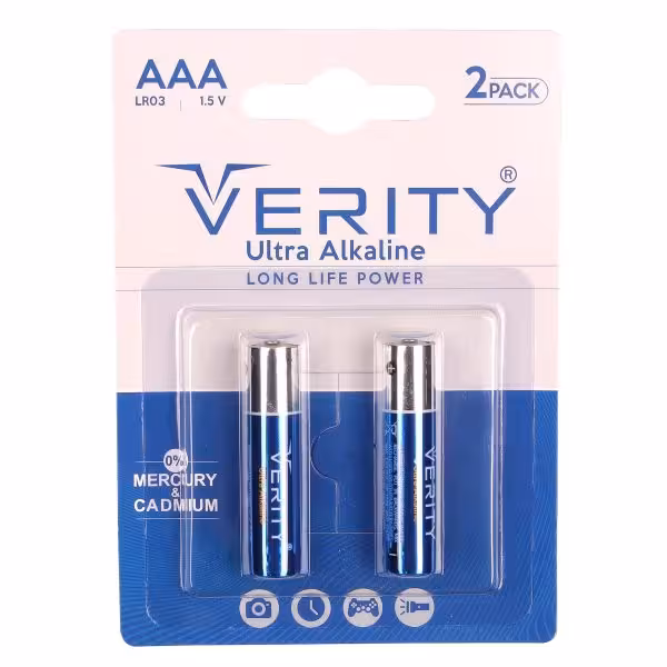 باتری نیم قلمی وریتی مدل Ultra Alkaline بسته 2 عددی