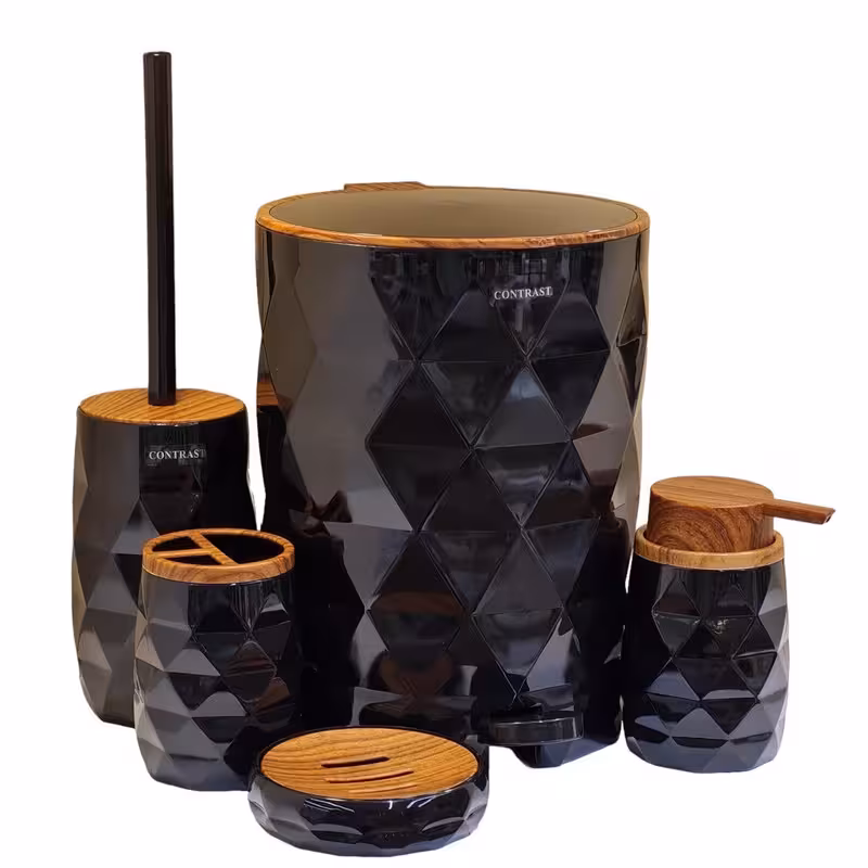 ست سرویس بهداشتی 5 پارچه کنتراست طرح آناناسی کد DH64 | کالا مکس