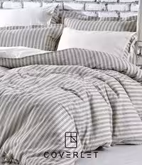 روتختی راه راه سبز کرم دونفره کاوری مدل Ala