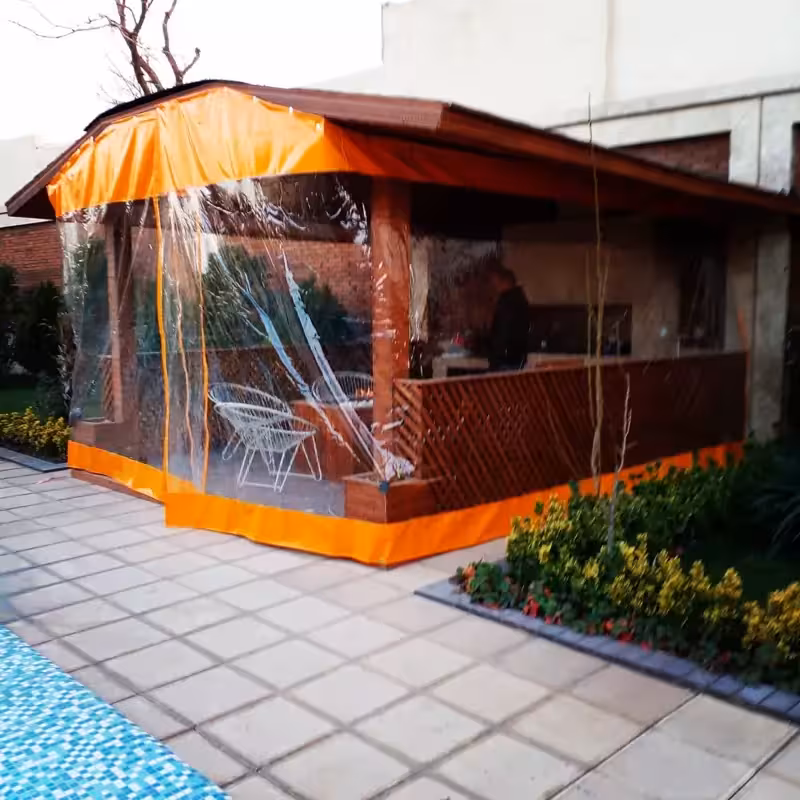 پرده سلفونی آلاچیق با برزنت کپی