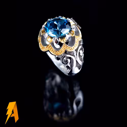 انگشتر موزانایت نقره مردانه دست ساز کد 8738