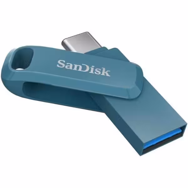 فلش مموری سن دیسک مدل GO USB/Type-C ظرفیت 256 گیگابایت آبی