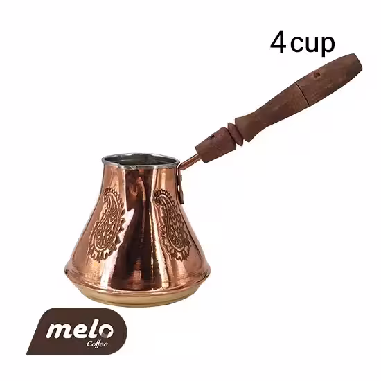 جازوه مسی کف طلایی 4 فنجان