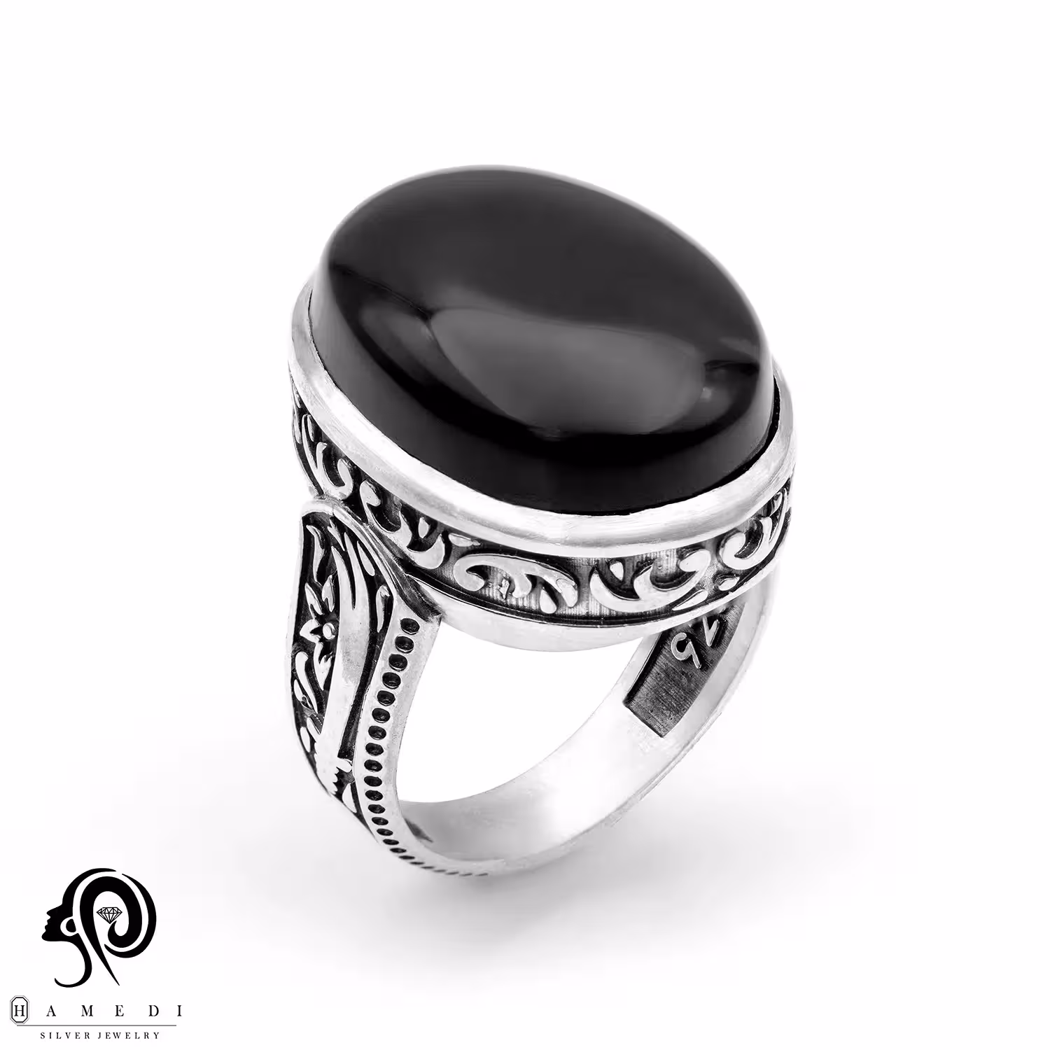 انگشتر عقیق یمنی مردانه نقره مدل RIM AY1