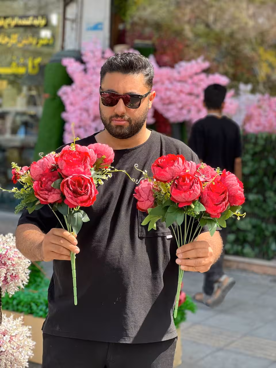 بوته پیونی قرمز10گل