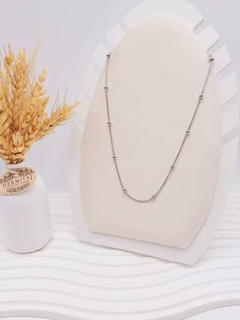 گردنبند زنجیر توپی نقره ای