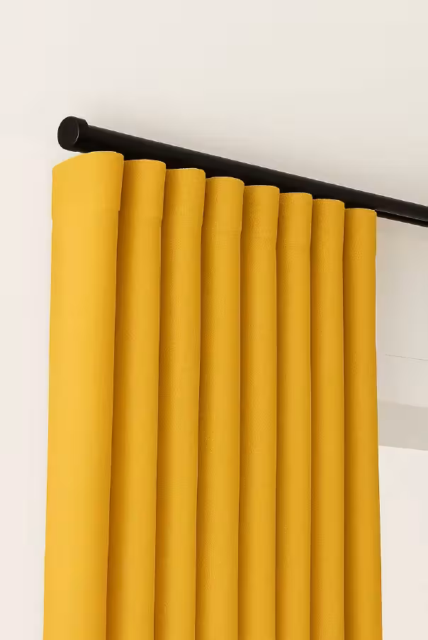 پرده مینیمال کتان ساده زرد انبه ای کد 16