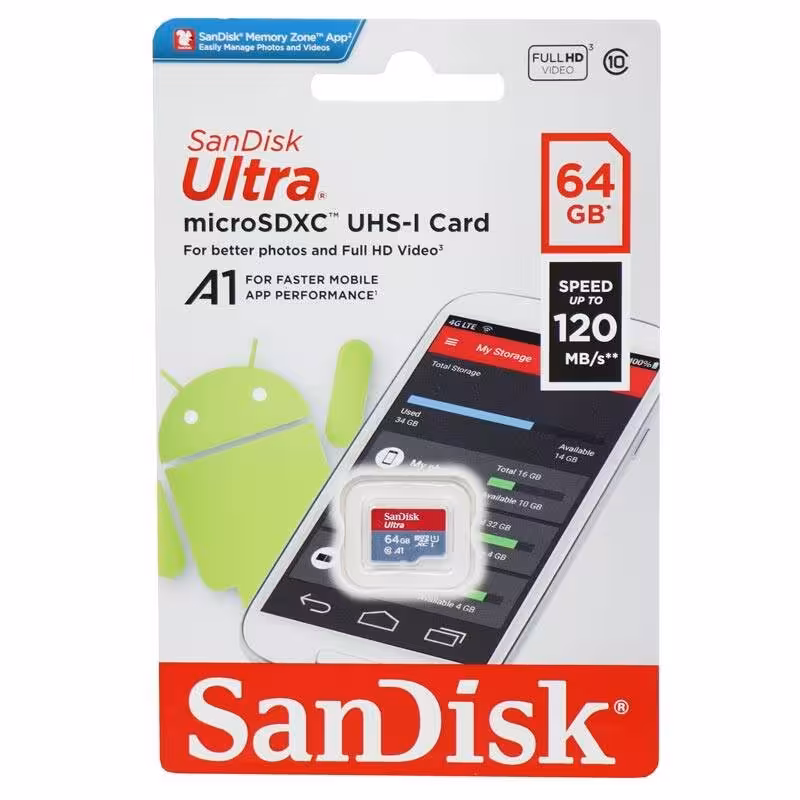 رم میکرو 64 گیگ سن دیسک SanDisk Ultra U1 A1 C10 120MB-s